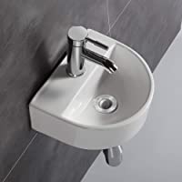 Lavabo ovalado de cerámica para guardarropas pequeñas (medio círculo)